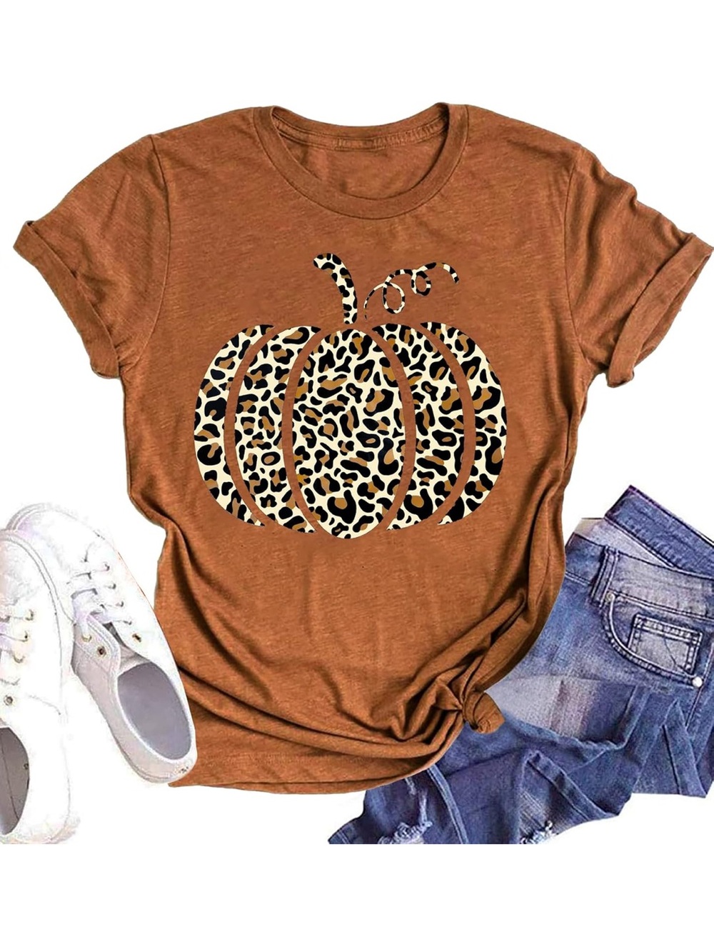 Women’s fall Halloween pumpkin short sleeve animal print shirt size XL